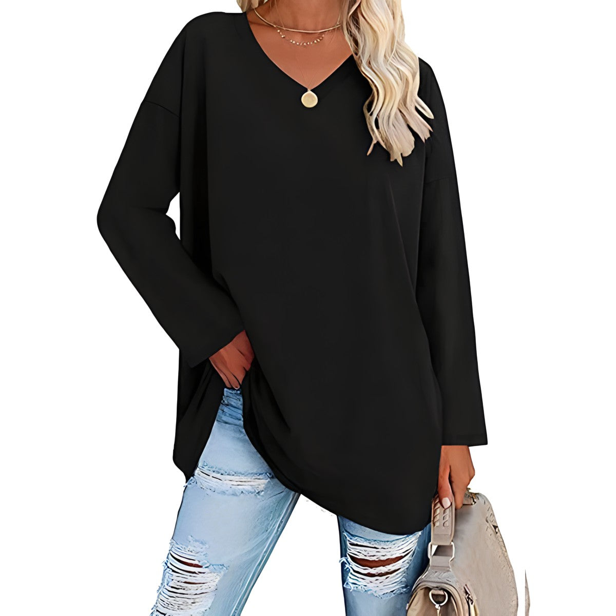 Alicia™ - Lässiger V-Ausschnitt Pullover