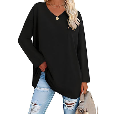 Alicia™ - Lässiger V-Ausschnitt Pullover