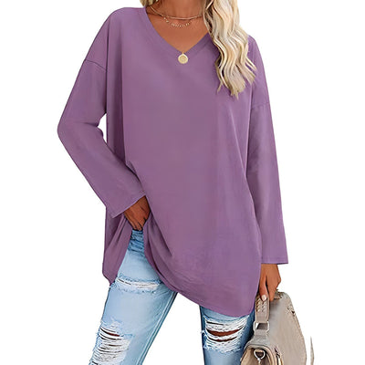 Alicia™ - Lässiger V-Ausschnitt Pullover