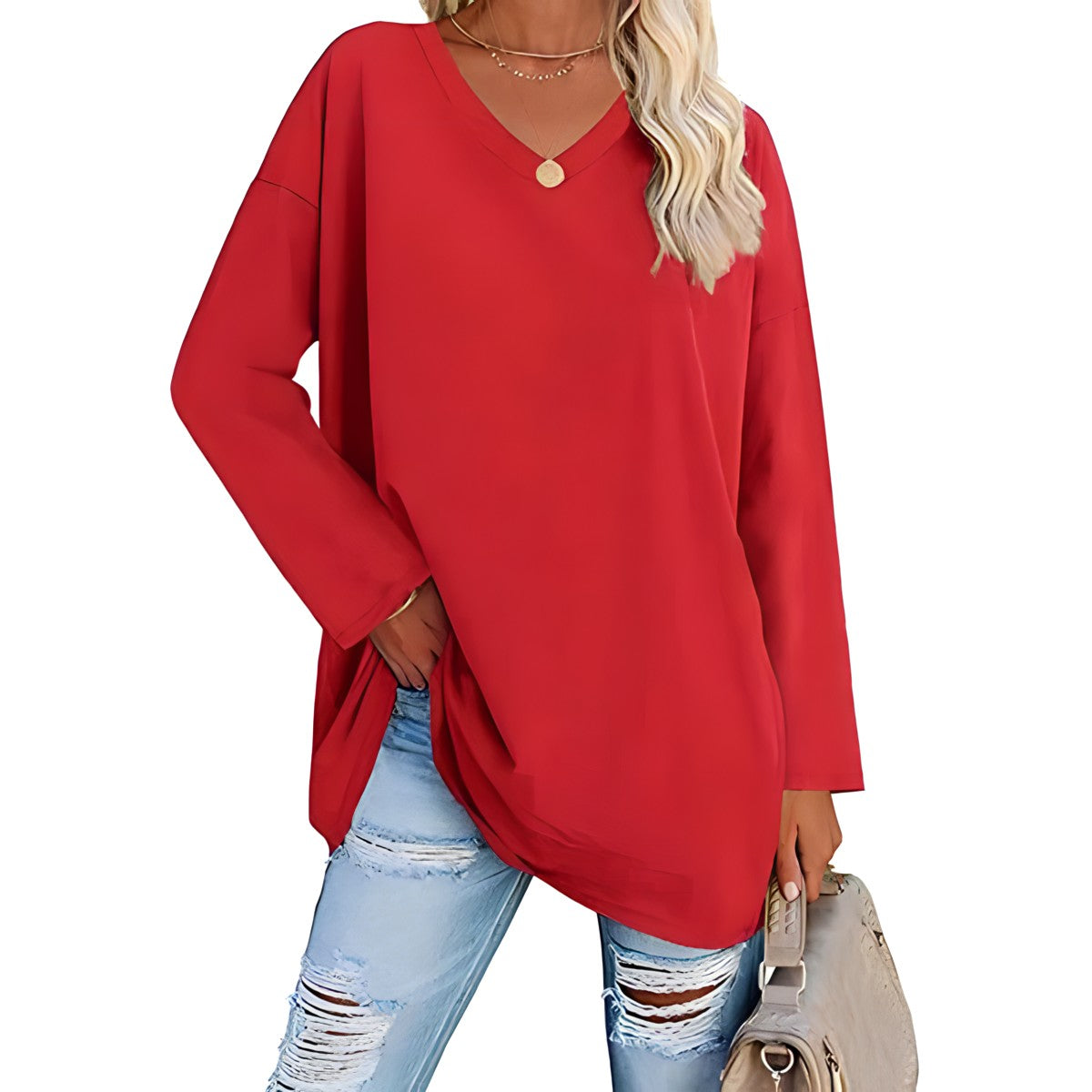 Alicia™ - Lässiger V-Ausschnitt Pullover
