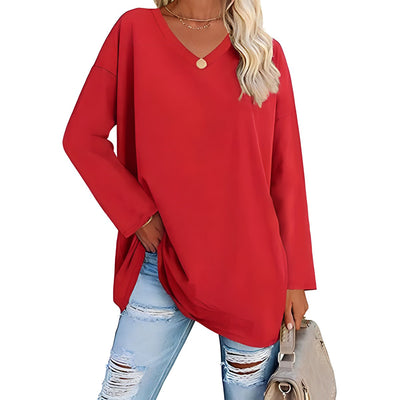 Alicia™ - Lässiger V-Ausschnitt Pullover