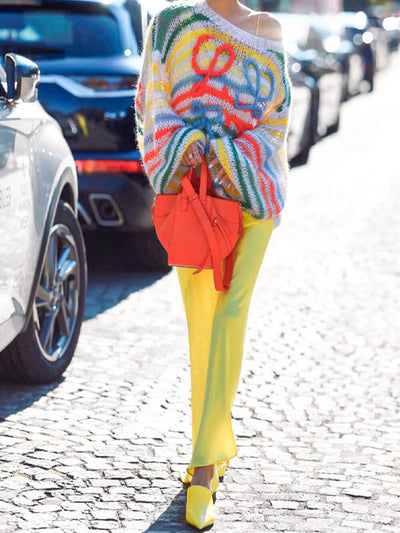 Regenbogen Kontrast Streifenpullover