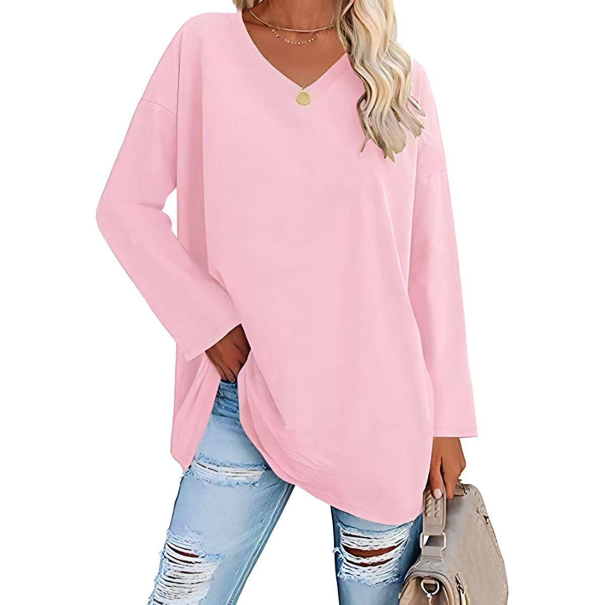 Alicia™ - Lässiger V-Ausschnitt Pullover
