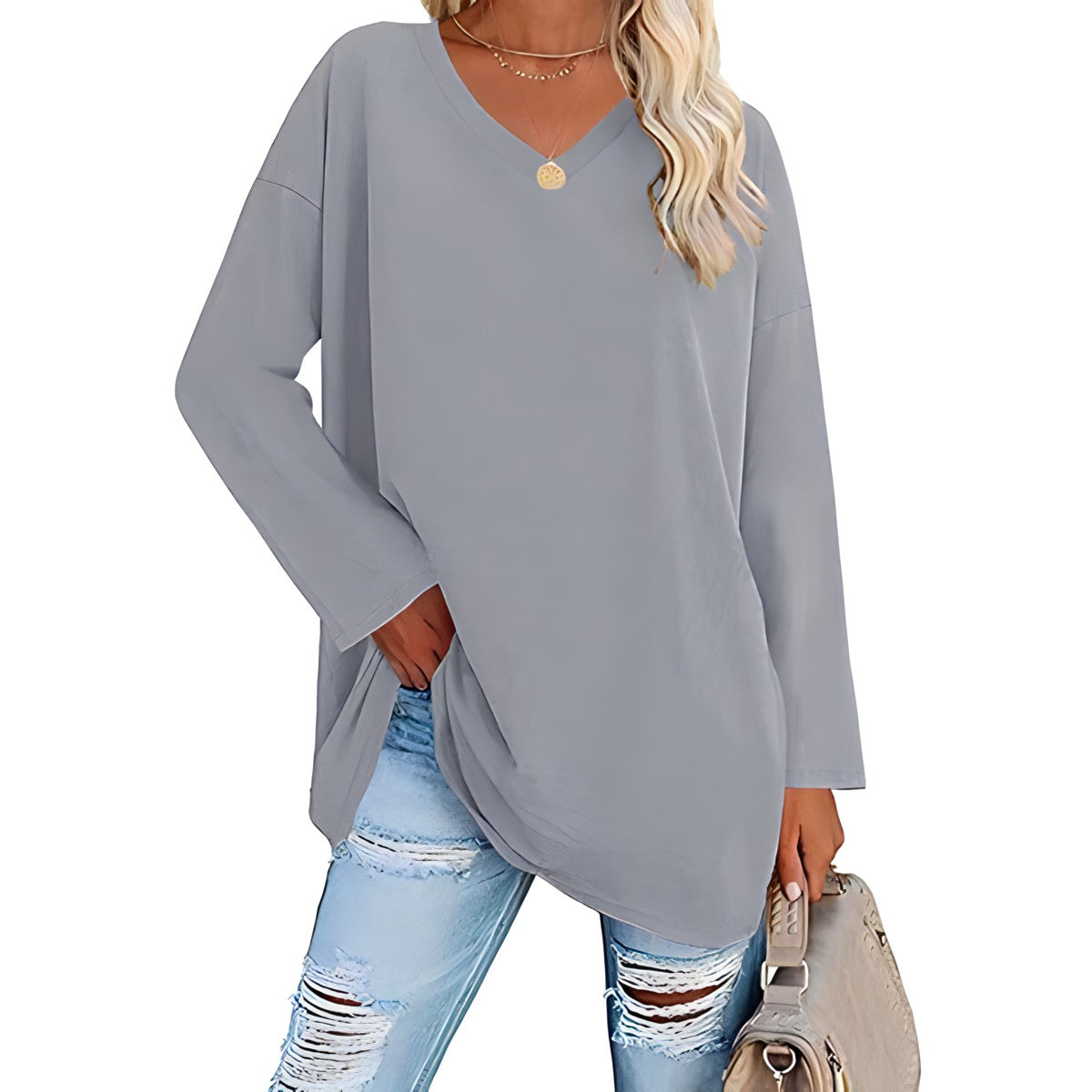 Alicia™ - Lässiger V-Ausschnitt Pullover