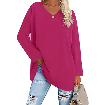 Alicia™ - Lässiger V-Ausschnitt Pullover