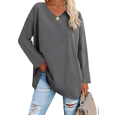 Alicia™ - Lässiger V-Ausschnitt Pullover