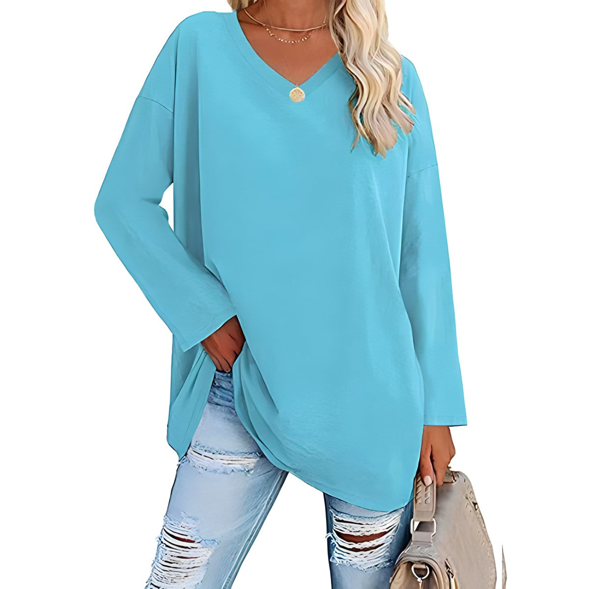 Alicia™ - Lässiger V-Ausschnitt Pullover