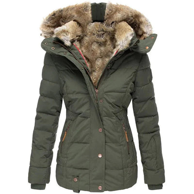 Elegante Damen Winterjacke mit Kunstfellkapuze 1