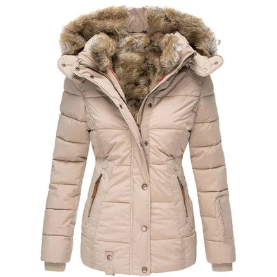 Elegante Damen Winterjacke mit Kunstfellkapuze 3