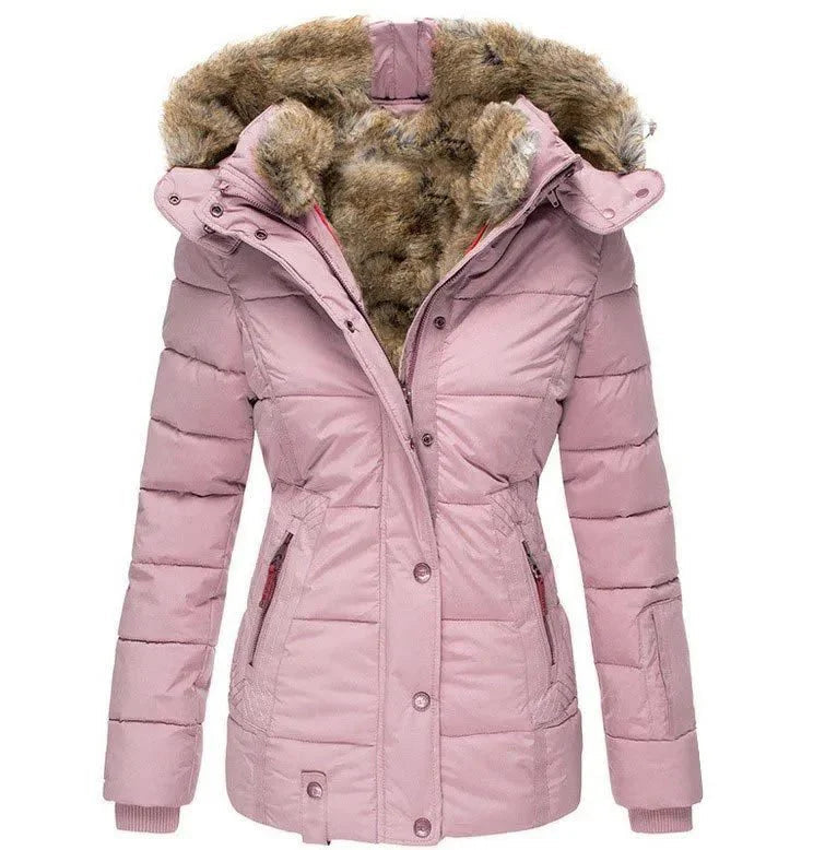 Elegante Damen Winterjacke mit Kunstfellkapuze 5