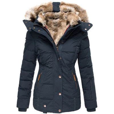 Elegante Damen Winterjacke mit Kunstfellkapuze 8