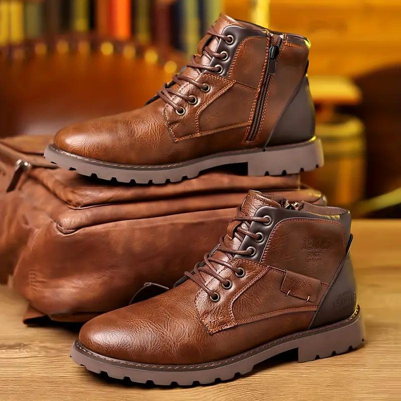 Elegante Lederstiefel mit seitlichem Reißverschluss 0