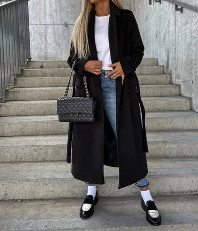 Eleganter Damenmantel mit Gürtel für kalte Tage 0