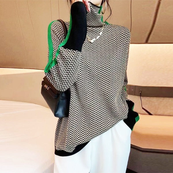 Malou™ | Hochkragenpullover mit bold Streifen