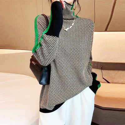 Malou™ | Hochkragenpullover mit bold Streifen