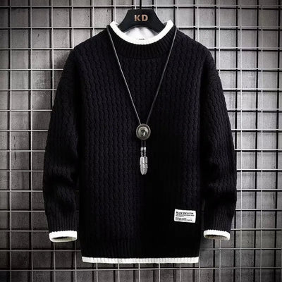 Levi | Farbblockierter Kabelstrick-Turtleneck