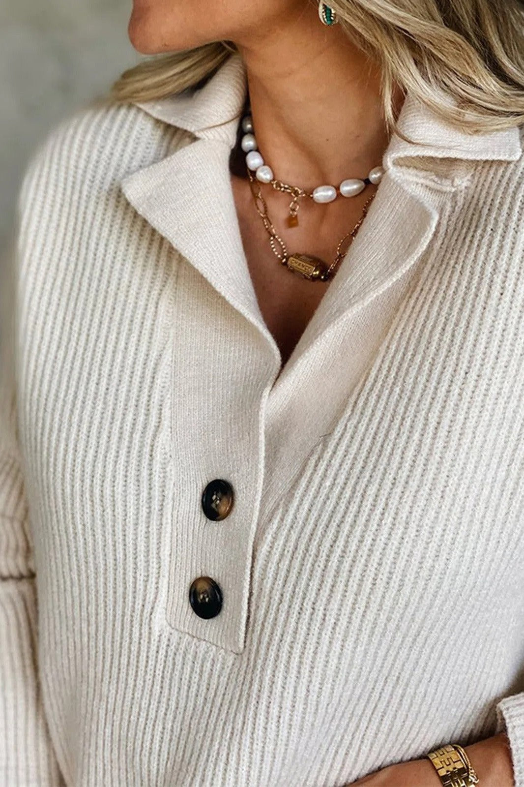 Briana™-Knopf Langarmpullover